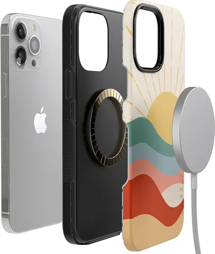 Miniatura 3 de Casely Funda para iPhone 13 Pro Max Here Comes The Sun Colorblock Sunset Compatible con MagSafe Diseño protector audaz