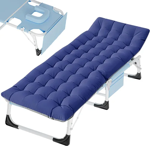 Miniatura 25 de Slsy Catre de camping plegable para adultos con almohadilla, catres de dormir portátiles acolchados, cama de campamento con bolsa de transporte