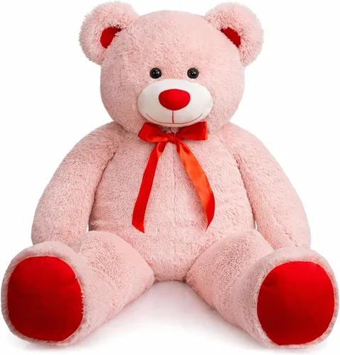 Miniatura 16 de Enorme Oso de Peluche Animal de Peluche Oso de Peluche Gigante con Lazo de Cinta Roja Juguete de Peluche de Día Regalo para Novia y Niños 36 Beige