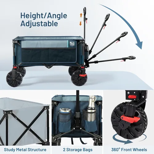 Miniatura 5 de Timber Ridge Vagón Plegable para Exteriores con Frenos Carrito Utilitario Plegable de Servicio Pesado Ruedas para Todo Terreno para Compras Camping