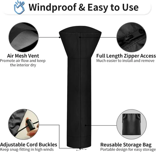 Miniatura 5 de OutdoorLines Fundas impermeables para calentadores de patio al aire libre con cremallera y bolsa de almacenamiento, a prueba de polvo, resistente a