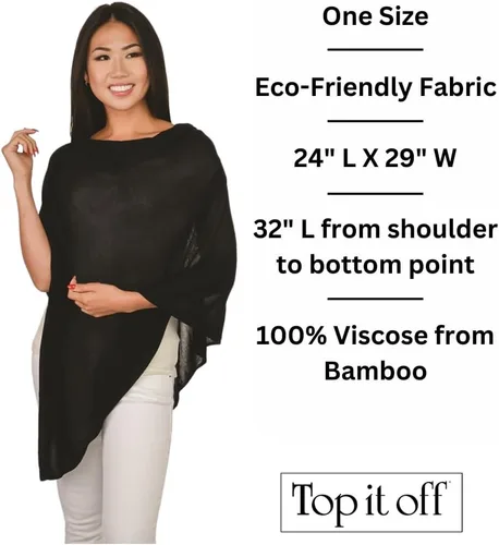 Miniatura 2 de Top It Off Elsa - Poncho de bambú para mujer, de punto fino, de lujo, hecho de bambú 100% natural, pieza de capas para mayor calidez