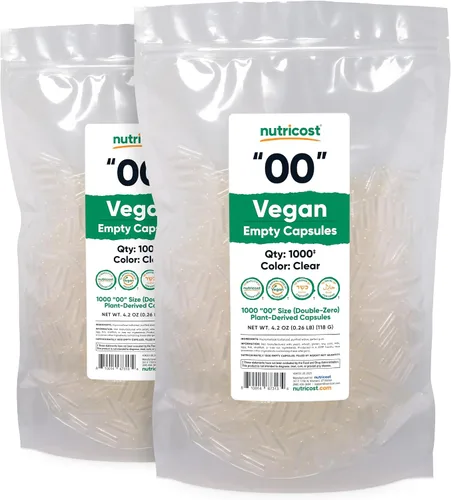 Miniatura 4 de Nutricost Cápsulas vacías tamaño 00 veganas – 1,000 cápsulas transparentes vacías a base de plantas – Certificado Kosher, certificado Halal, sin