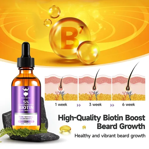 Miniatura 3 de Aceite para el Crecimiento de la Barba - Concentración de Biotina al 5% para Barba para Hombres (2 oz) - Natural para Hombres con Aceite de Argán