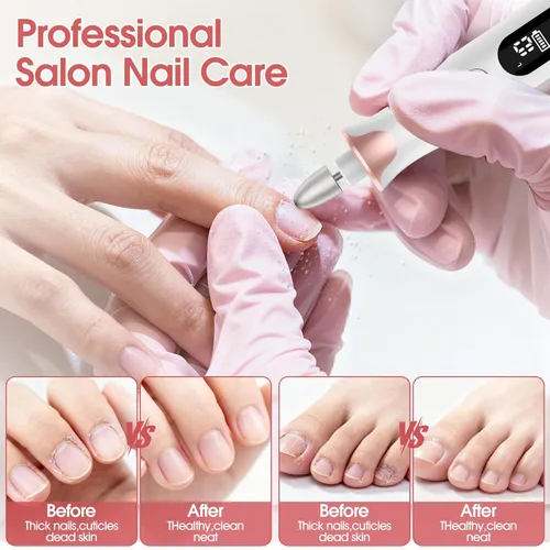 Miniatura 3 de Haootadiy Lima eléctrica de uñas, pulidor eléctrico inalámbrico con brocas de uñas, bandas de lijado, juego profesional de manicura y pedicura