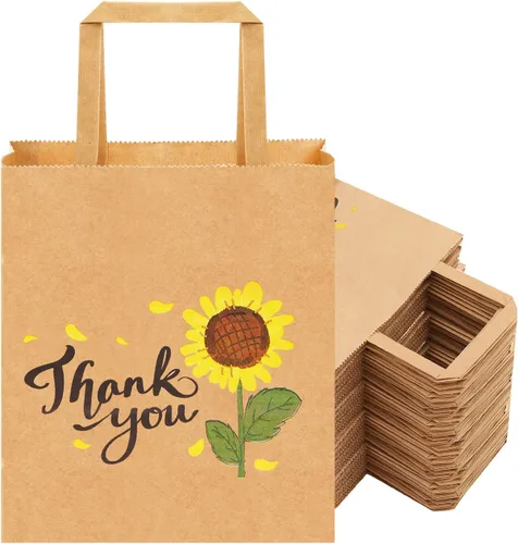 Miniatura 9 de 50 bolsas de regalo de agradecimiento a granel, 8 x 4.75 x10 pulgadas, bolsas pequeñas de regalo de papel de estraza con asas, bolsas para regalos