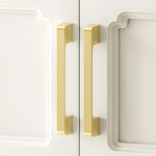 Miniatura 2 de Rergy Tiradores de cocina para gabinetes, paquete de 10 unidades doradas de 5 pulgadas con agujero central, herrajes cuadrados para cajones de Oro