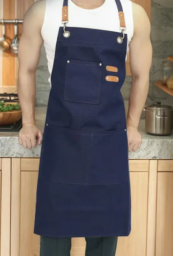 Miniatura 6 de EUDOLAH Delantales de chef para mujeres y hombres con bolsillos grandes, delantales de cocina, de lona, con espalda cruzada, repelente al agua