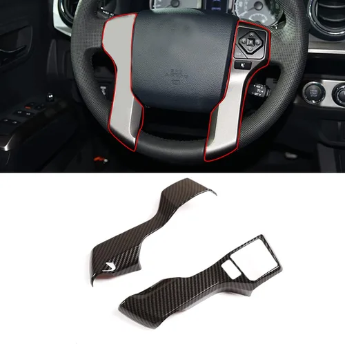 Miniatura 5 de Molduras Cromadas para Volante de Automóvil Cubiertas Adhesivos Calcomanías Compatible con Toyota Tundra 2014-2021 Tacoma 2016-2022 ABS Accesorios