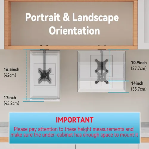 Miniatura 4 de Soporte para debajo del gabinete de cocina compatible con Echo Show 15, altura ajustable, soporte giratorio de inclinación giratoria, hacia adelante