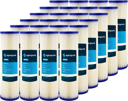 SpiroPure SP-R1 10x2.5 Cartucho de filtro de agua de sedimento de poliéster plisado de 1 micrón SPC-25-1001 (caja de 24)