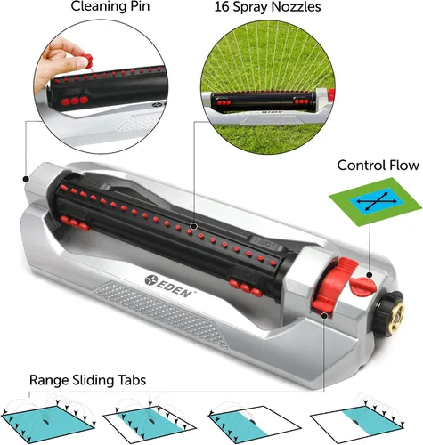 Miniatura 4 de Eden Rociador oscilante resistente y boquilla de control de pulgar de 7 patrones con juegos de inicio de conexión rápida