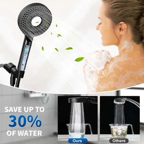 Miniatura 4 de Cabezal de ducha de alta presión con filtros para agua dura, cabezal de ducha de lluvia con rociador de mano para limpiar bañera, esquina, mascota
