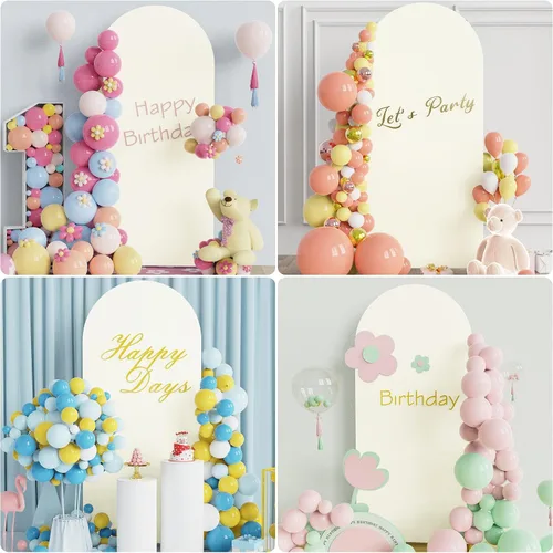 Miniatura 61 de Putros Cubierta de Arco de Boda 6 Pies Beige Spandex Ajustada Parte Superior Redonda Chiara Cubiertas de Soporte de Fondo para Decoración de Bodas