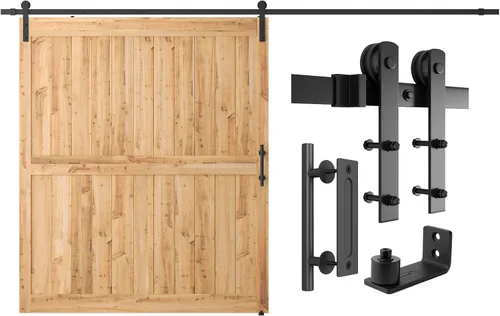 Miniatura 17 de SMARTSTANDARD Kit de herrajes para puerta corrediza de granero resistente de 5.5 pies, color negro