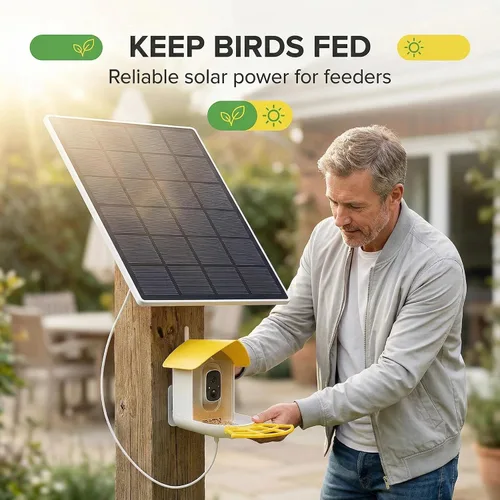 Miniatura 4 de Panel solar para comedero de pájaros, fuente de alimentación continua de 3W con enchufe tipo C para cámara de comedero de pájaros