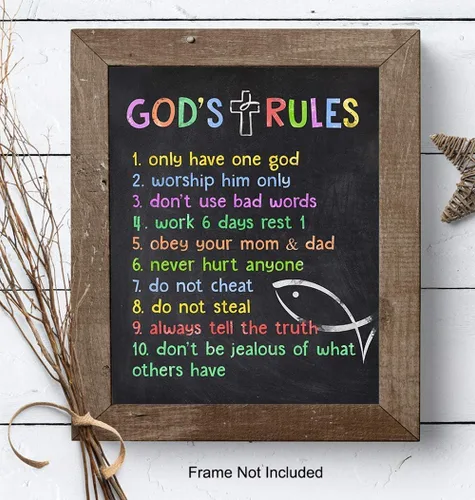 Miniatura 7 de Decoración de pared de los Diez Mandamientos para niños, niñas, habitación de niños pequeños o guardería, arte de pared con versículos religiosos