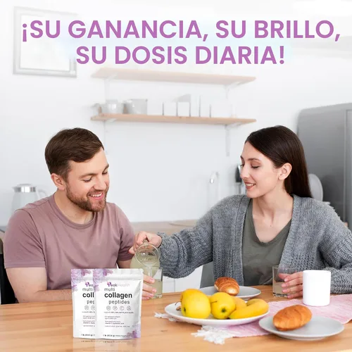 Miniatura 8 de Polvo de péptidos de colágeno múltiple, 1 libra de colágeno en polvo, tipo I, II, III, V, X con biotina, ácido hialurónico, vitamina C, proteína