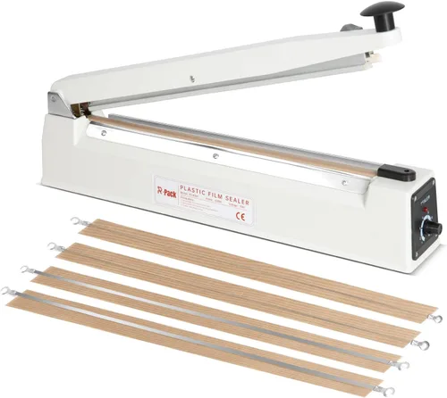 Miniatura 10 de Sellador térmico por impulso con barra de sellado: sellador de bolsas de alta resistencia con hoja de corte adicional (blanco, 8 pulgadas)