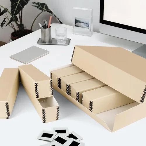 Miniatura 4 de Golden State Art, Caja de almacenamiento de diapositivas de archivo, organizador de bordes de metal sin ácidos con 6 estuches internos