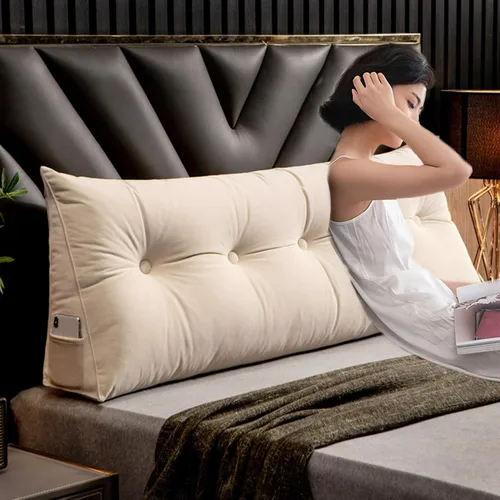 Miniatura 7 de Almohada triangular de cuña para cabecero, cojín de tamaño Queen, almohada de lectura para reposo prolongado, respaldo para sofá cama, litera, Beige