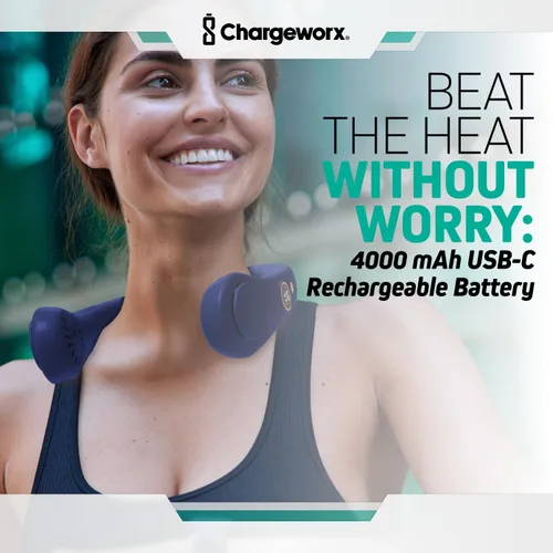 Miniatura 5 de CHARGEWORX Ventilador de cuello portátil portátil, ventilador de refrigeración personal sin aspas con batería recargable de 4000 mAh, pantalla LCD