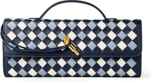 Miniatura 15 de Joryin Bolso tejido para mujer, bolso de mano de cuero tejido, bolso cruzado, bolso formal de noche, cuero vegano