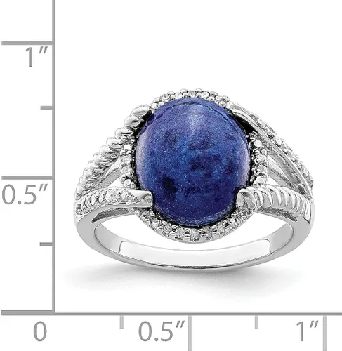Miniatura 3 de 925 Sterling Silver Lapis Diamond Band Ring Gemstone Fine Jewelry For Women Gifts For Her