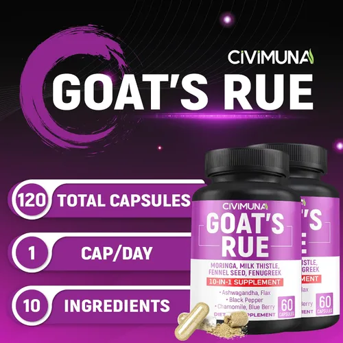 Miniatura 2 de Goat's Rue Cápsulas con ruda de cabra, moringa, cardo mariano y más – 120 cápsulas para suministro de 4 meses (paquete de 2)