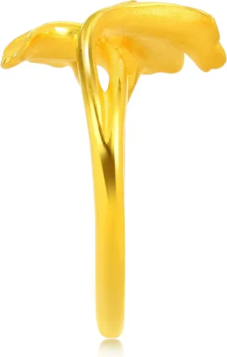 Miniatura 5 de CHOW SANG SANG 999.9 24K Oro Chino Boda Colección Precio por Peso 0.16 oz Oro Ginkgo Hojas Anillo para Mujeres y Ocasión de Boda 89883R Tamaño 13