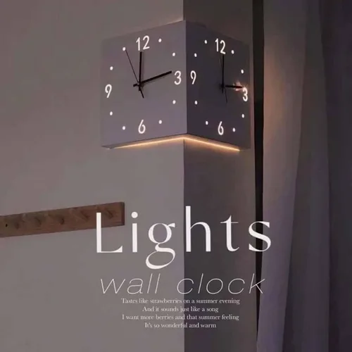 Miniatura 2 de CLOUDEMO Reloj de esquina de doble cara, reloj de pared de esquina de doble cara, reloj de pared de esquina luminoso con sensor con escala numérica