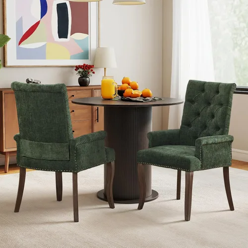 Miniatura 66 de Juego de 6 Sillas de Comedor Tapizadas de Terciopelo, Sillas Laterales de Cocina de Estilo Moderno con Ribete de Tachuelas y Patas de Madera, Anillo