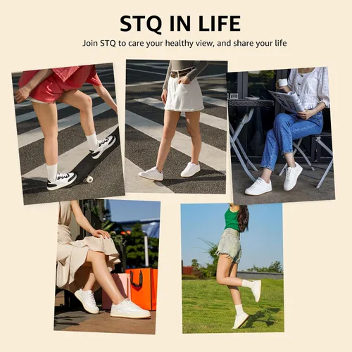 Miniatura 9 de STQ Zapatos de lona para mujer, con cordones, antideslizantes, cómodos, para caminar