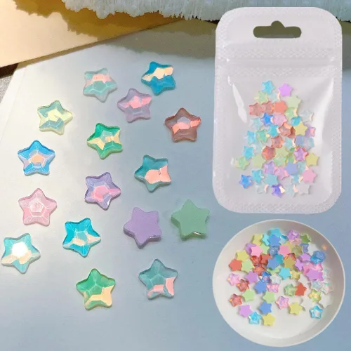 Miniatura 6 de 50 piezas de encantos de uñas con estrellas y gemas, diamantes de imitación de estrellas para uñas, encantos de uñas con estrellas, encantos