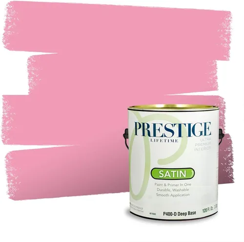 Miniatura 487 de Prestige Paints Pintura exterior e imprimación en uno, 1 galón, plano, coincidencia comparable de Valspar* Amber Rose*