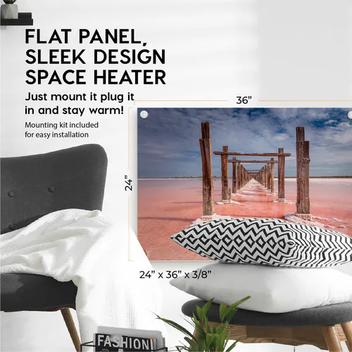Miniatura 4 de EconoHome Panel de calentador de espacio de montaje en pared, con termostato, calentador de convección de 600 vatios, ideal para habitaciones de 200