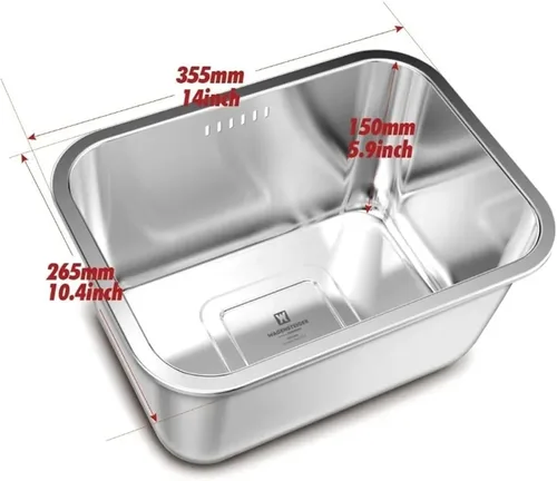 Miniatura 3 de Plato portátil del acero inoxidable 10L, tina multiusos del fregadero de la cocina y lavabo de lavado vegetal