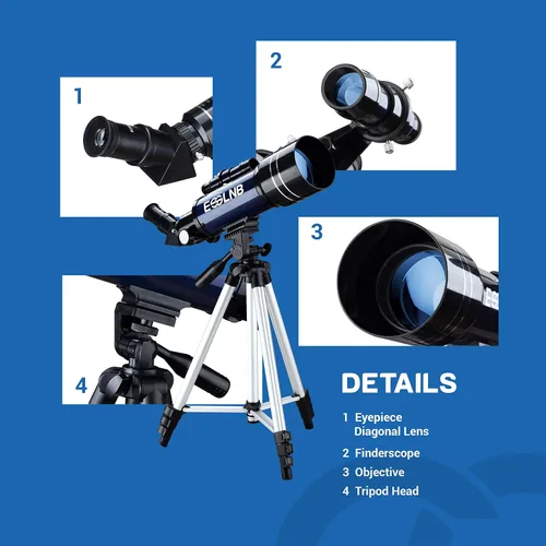 Miniatura 8 de ESSLNB - Telescopio para adultos, telescopio refractor de apertura de 70 mm (15X-180X) para principiantes de astronomía, telescopio portátil