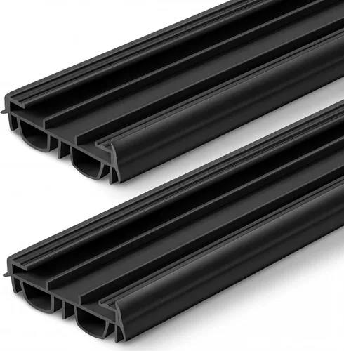 Miniatura 12 de Pushglossy 1 pieza de 36" de barrido de puerta de doble burbuja con muesca de 1-3/4" de ancho, sello de burlete de vinilo para puertas exteriores