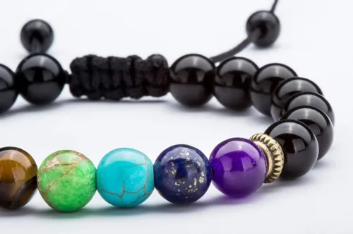 Miniatura 6 de Brazalete GelConnie de piedras de lava, 7 chakras, 0.32 pulgadas, piedra natural, para curación, alivio del estrés, yoga, ansiedad, aromaterapia