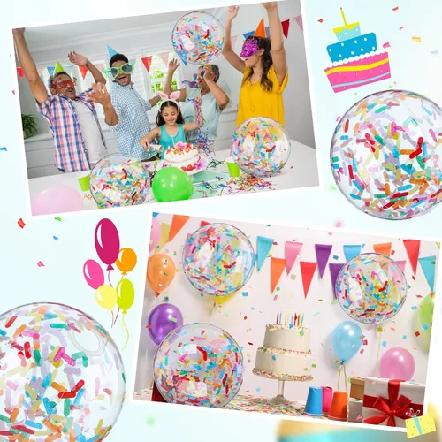 Miniatura 4 de Civaner 10 bolas inflables de playa con purpurina de 16 pulgadas, bola grande de confeti brillante para piscina, globo inflable transparente, Negro