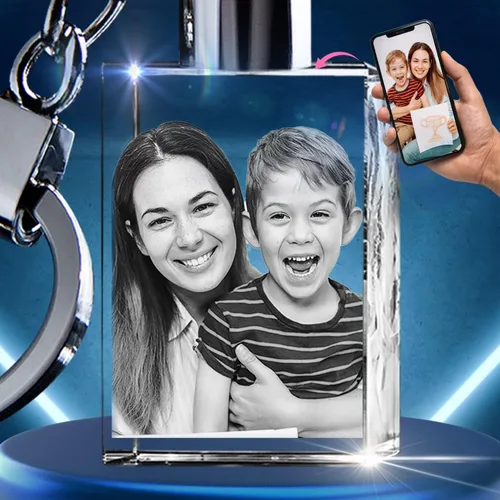 Miniatura 13 de 3D innovation Llavero de cristal personalizado con luz LED, llavero grabado con láser 2D personalizado, grandes regalos personalizados