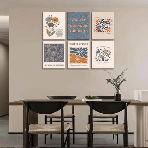 Miniatura 7 de 6 lienzos de salud mental para pared, estilo bohemio, psicología motivacional, decoración de pared, fotos, terapia, oficina, arte de pared