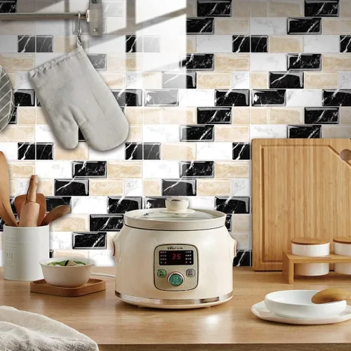 Miniatura 3 de Adhesivos para azulejos de mosaico, azulejos de pared de mosaico, despegar y pegar, ladrillo para salpicaduras de cocina, azulejos de pared 50 hojas