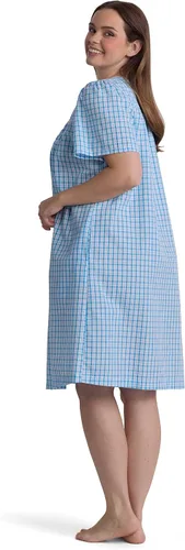 Miniatura 4 de Miss Elaine Bata corta de seersucker para mujer, cierre de broches frontal y mangas cortas, dos bolsillos delanteros, ropa de dormir y ropa