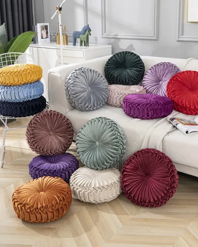 Miniatura 6 de HLOVME Cojín decorativo redondo para sofá, cama, sala de estar, cojín pequeño de suelo para adultos y niños, 13.7 pulgadas (A01-rosa)