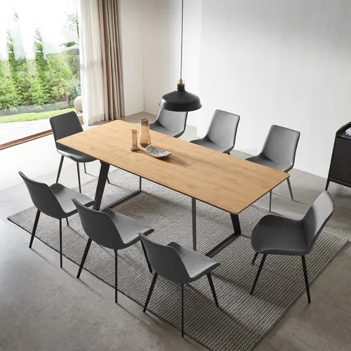 Miniatura 22 de ZckyCine Mesa de Comedor Moderna de Mediados de Siglo y Sillas para 4 Rectangular de Madera Expandible que Ahorra Espacio Multifuncional Marrón