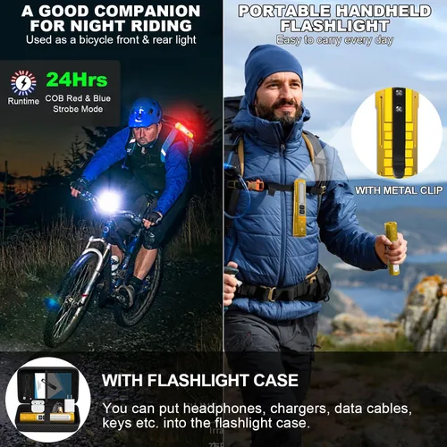 Miniatura 8 de Linternas recargables de alto lúmenes, linterna magnética de bolsillo pequeño superbrillante, 8 modos de luz LED táctica, potente luz de trabajo