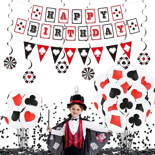 Miniatura 6 de 30 globos de casino para decoración de póquer, globos de 12 pulgadas, globos de látex para decoración de fiesta de cumpleaños de póquer de casino