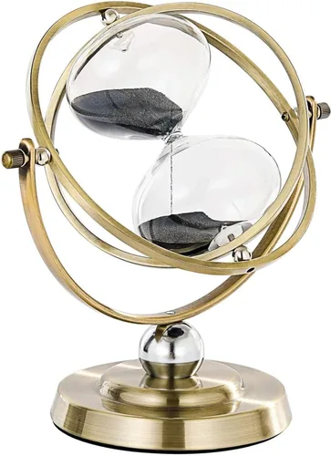Miniatura 9 de SuLiao Reloj de arena de reloj de arena de 30 minutos: reloj de arena negra de latón antiguo, reloj de arena grande giratorio de 30 minutos, reloj